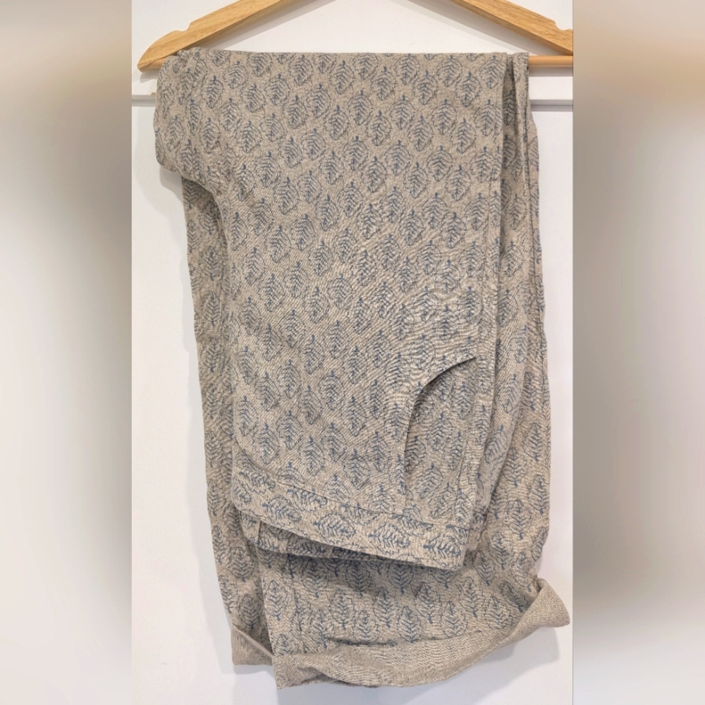 Orvis Wide Leg Linen-Blend Pants in Light Gray Pattern - Picture 3 of 6